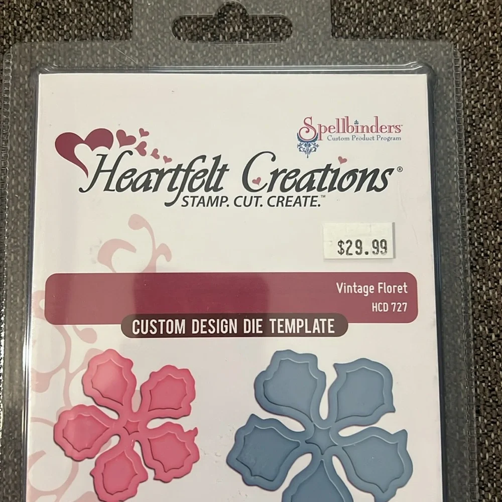 Heartfelt Creations open Vintage Floret Dies and Matching Stamp Set NWT Retired
